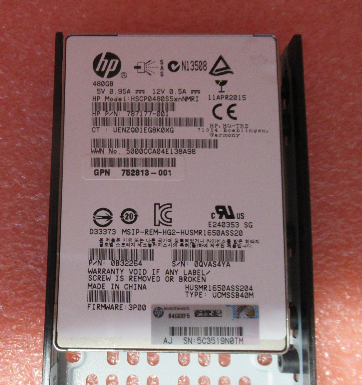 HPE 787177-001 E7W54A 480GB SAS 6Gb/s 3PAR Hot-Swap 2.5" Internal SDD