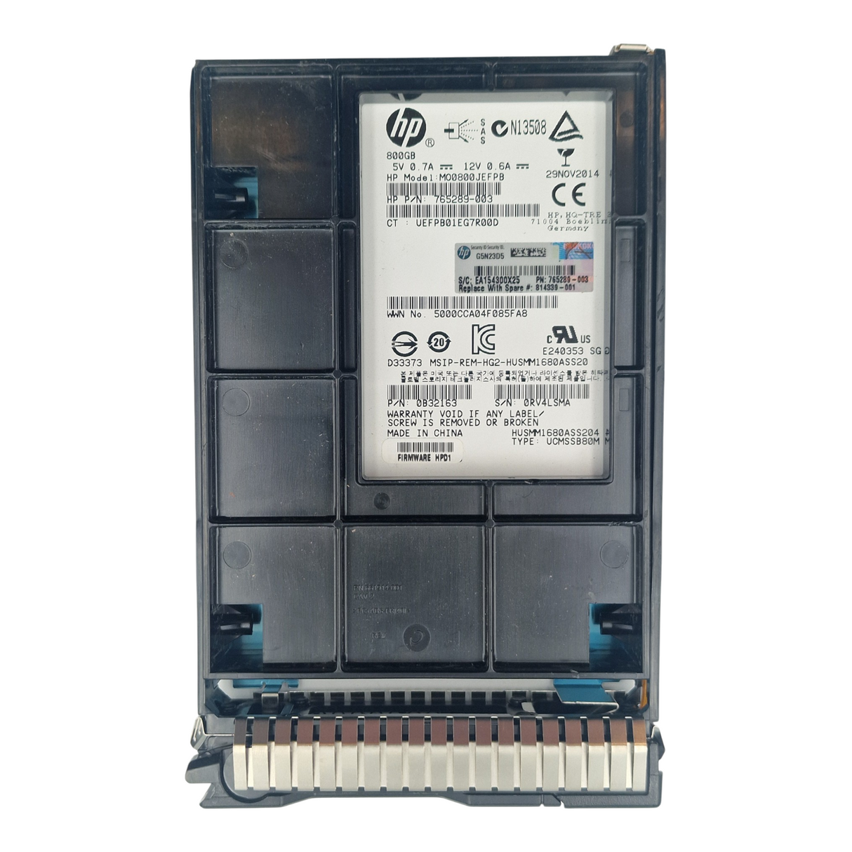 HPE 800GB SAS 12G MU 2.5" SSD 813647-B21 814339-001 In 3.5" G8 G9 G10 Caddy