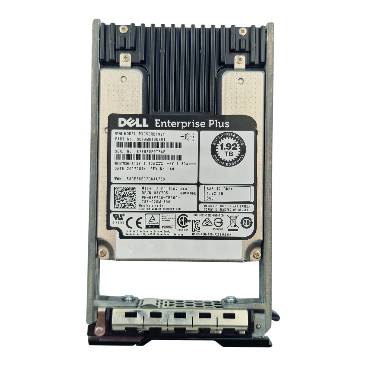 Dell Compellent 1.92TB SAS 12G RI 2.5" Solid State Drive SSD 8V7C5 PX05SRB192Y