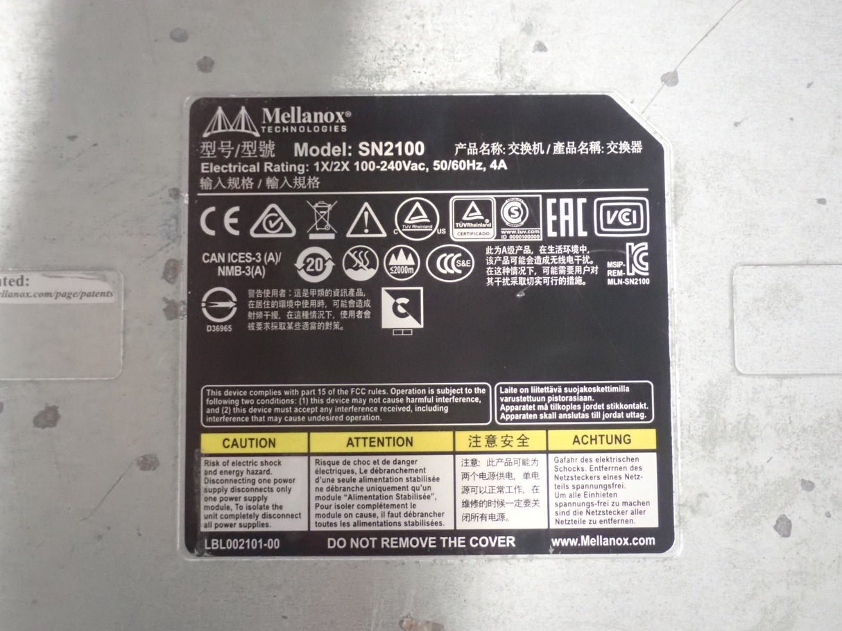 Mellanox SN2100 16x 100GbE QSFP28 P2C 1U Open Ethernet Switch MSN2100-CB2F