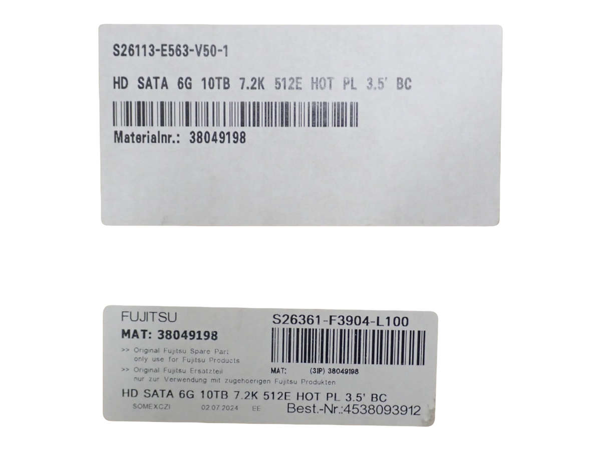NEW Fujitsu 10TB 6G 7.2K RPM 512E SATA LFF HDD Hard Drive S26361-F3904-L100