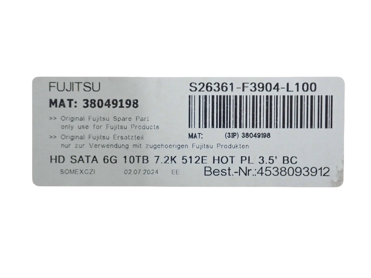 NEW Fujitsu 10TB 6G 7.2K RPM 512E SATA LFF HDD Hard Drive S26361-F3904-L100