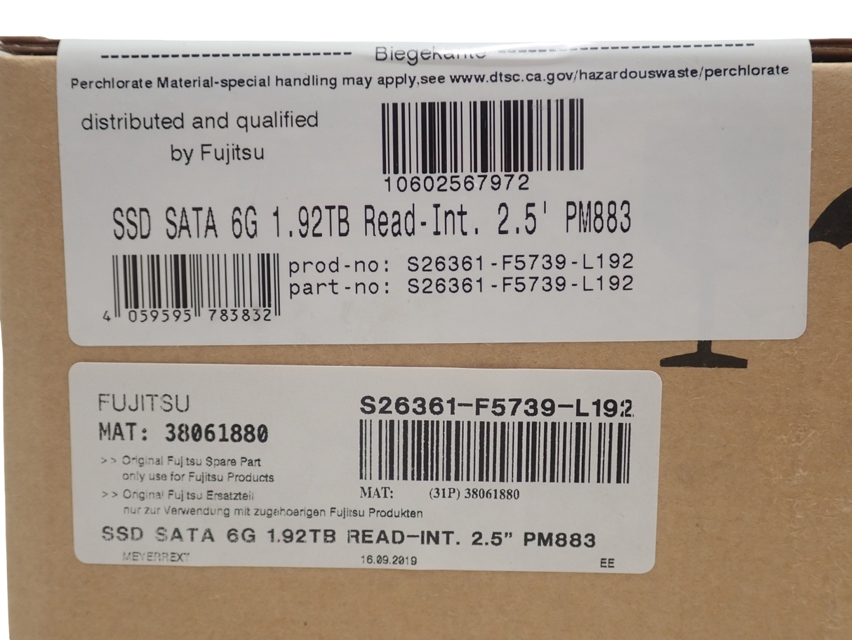 NEW Fujitsu 1.92TB 2.5" SATA 6Gb/s RI SSD Solid State Drive S26361-F5739-L192