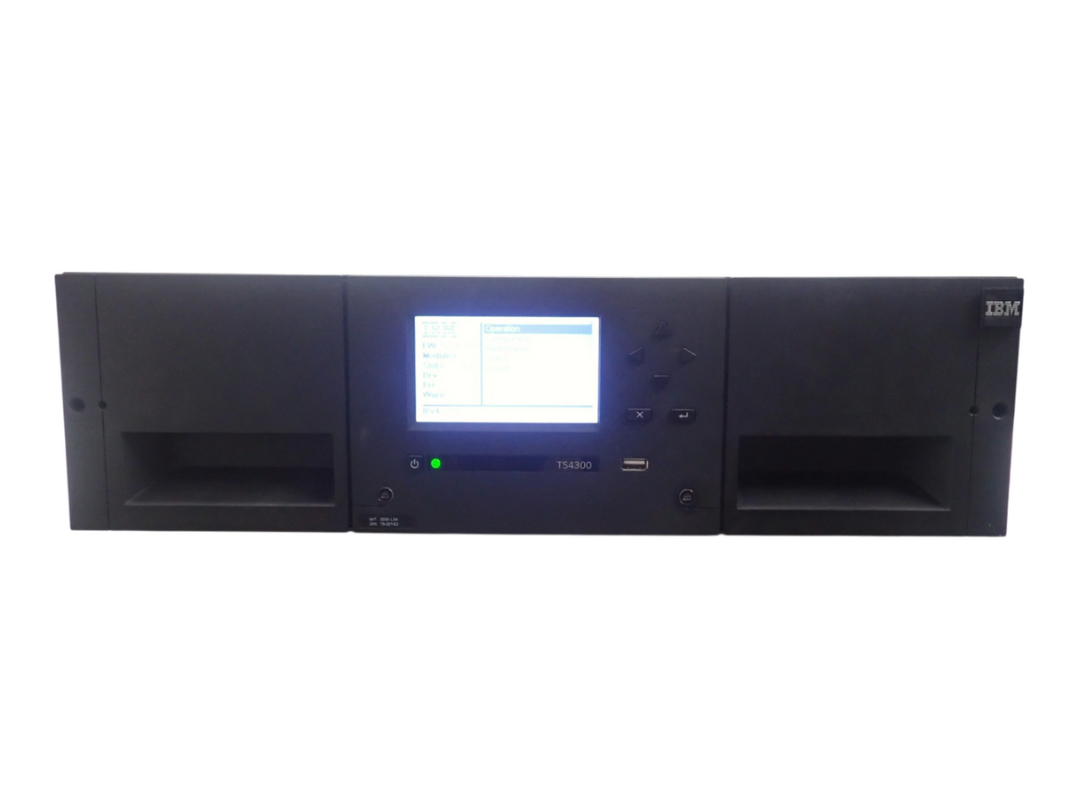 IBM TS4300 32-Slot 3x LTO HH Tape Drive Slots 2x PSU 3U Tape Library 3555-L3A