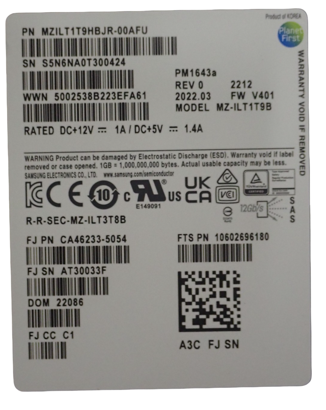 Fujitsu Eternus 1.92TB SAS 12G 2.5" SSD MZ-ILT1T9B 10602696180 CA08226-E725