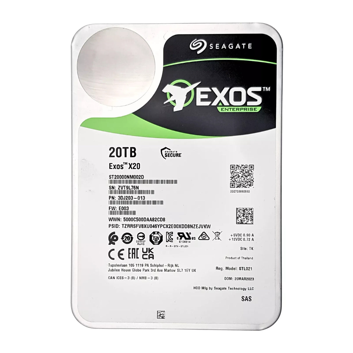 Seagate EXOS X20 20TB 7.2K SAS 12G 256MB 3.5'' LFF HDD Hard Drive ST20000NM002D