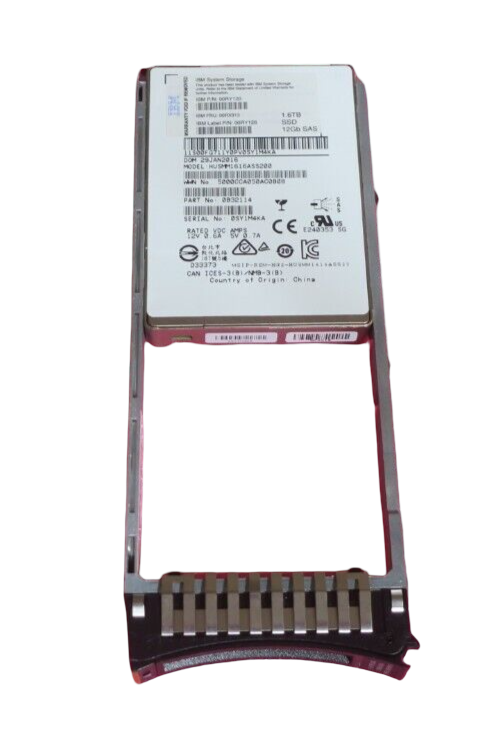 IBM 2076-AHH4 V7000 Gen 2 Storwize 1.6TB 2.5" SSD Flash Drive 00RX913 00RY120