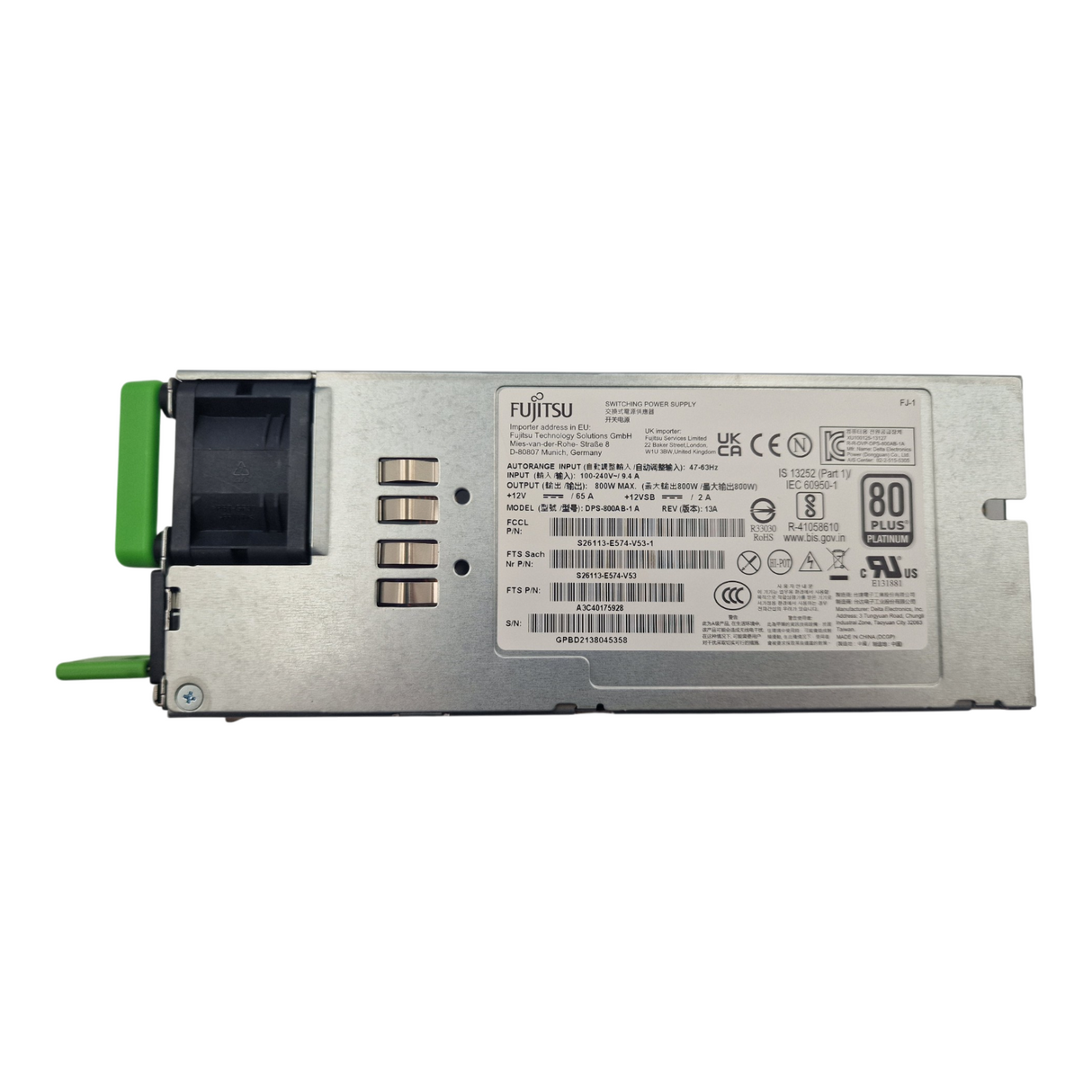 New Fujitsu S26113-E574-V53 Platinum 800W PSU for RX2530 M1 M2 RX2540 M1 M2 +++