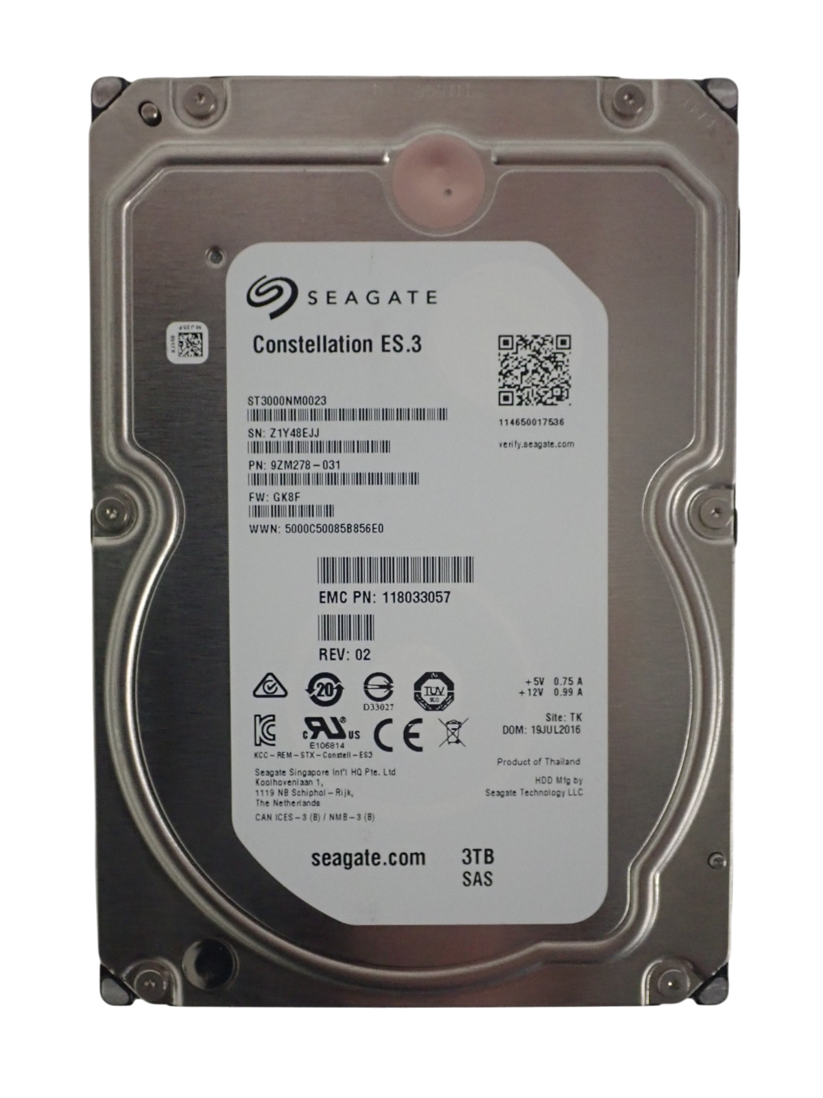 EMC Seagate Constellation 3TB 3.5'' SAS 6G 7.2K 128MB HDD 118033057 ST3000NM0023