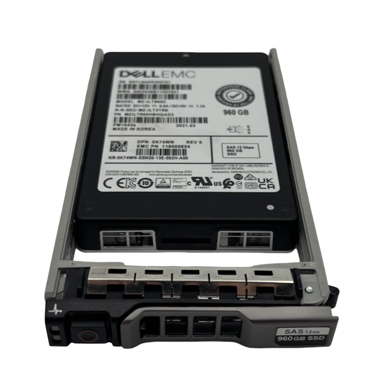 Dell 960GB 2.5" SAS 12G RI TLC HotPlug SSD K74WN MZ-ILT960C + 14th Gen Caddy