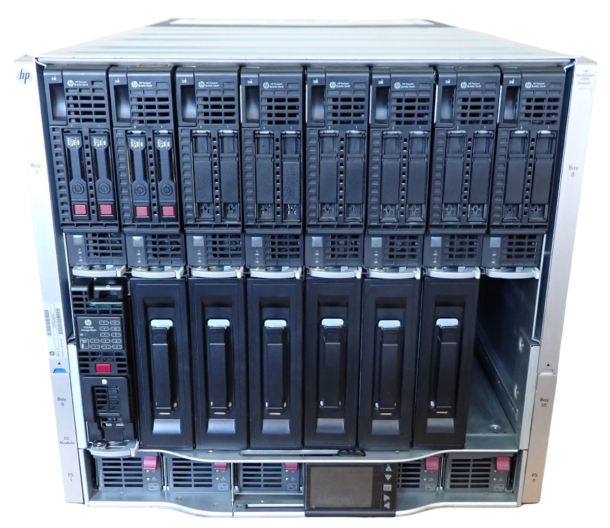 HP BladeSystem C7000 G3 3PH Chassis 8x BL460c Gen8 with Spec + 1x D2220sb Blades