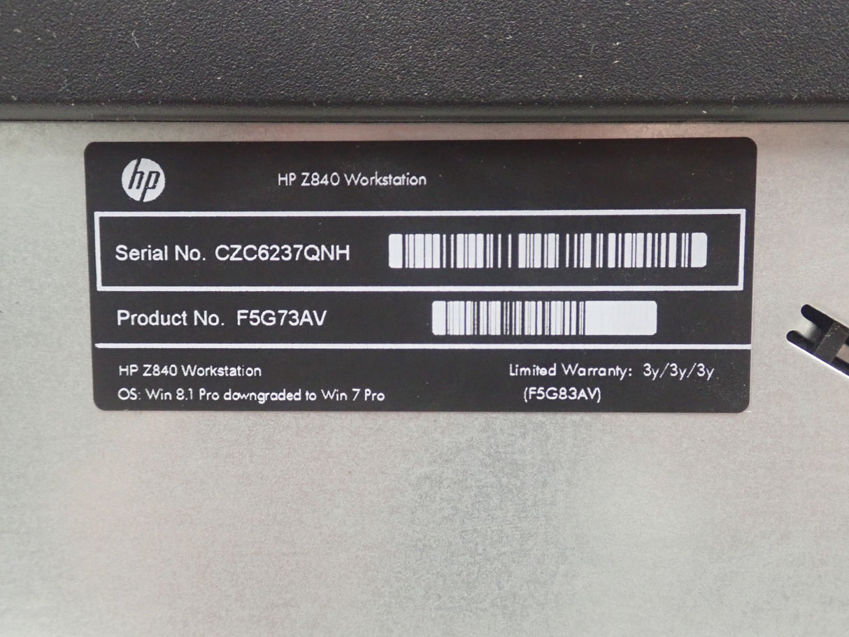HP WorkStation Z840 16xDDR4 4x Internal LFF Bay CTO Tower Workstation PC F5G73AV