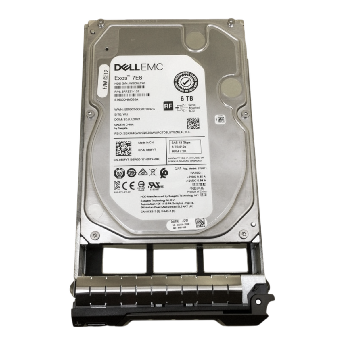 Dell 6TB 7.2K SAS 12G 3.5" Hard Drive HDD 50FY7 ST6000NM035A + 13th Gen Caddy