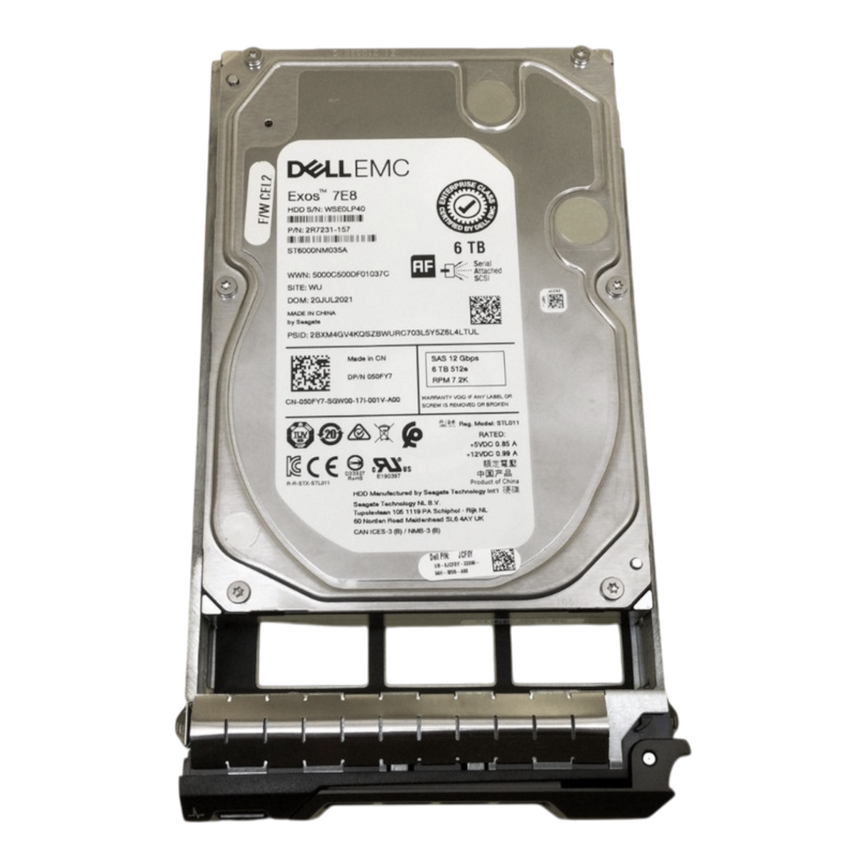 Dell 6TB 7.2K SAS 12G 3.5" Hard Drive HDD 50FY7 ST6000NM035A + 13th Gen Caddy