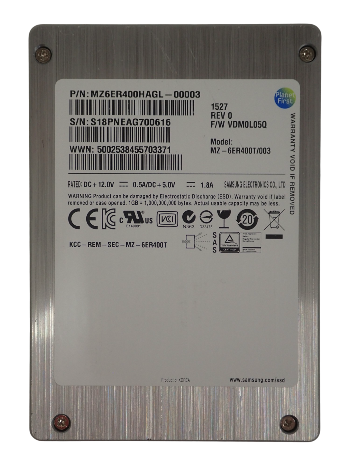 Samsung SM1625 400GB SAS 6G eMLC 2.5" Solid State Drive SSD MZ6ER400HAGL-00003