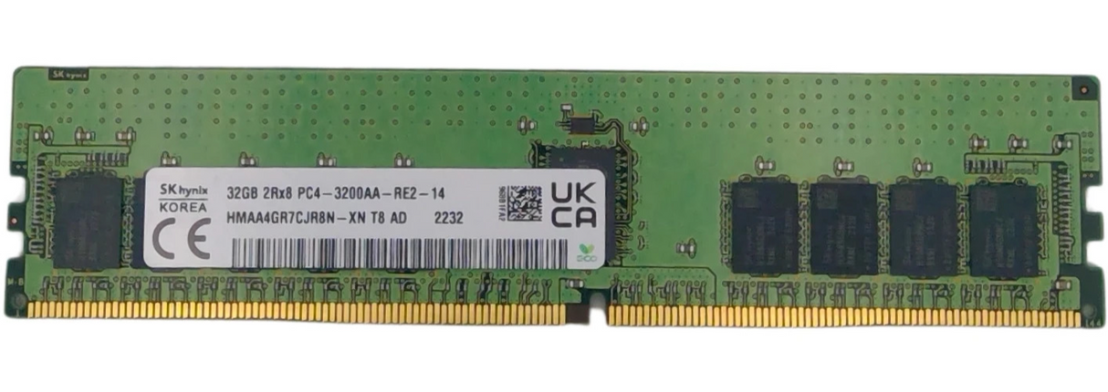 SK Hynix 32GB 2Rx8 PC4-3200AA DDR4-25600 ECC RDIMM Memory HMAA4GR7CJR8N-XN