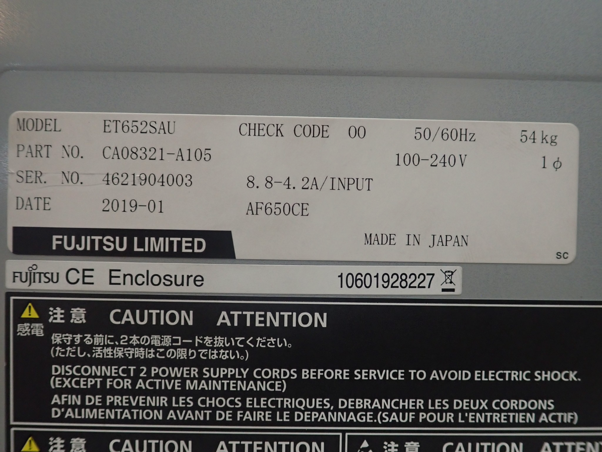 Fujitsu Eternus AF650 S2 All Flash Array 3U Controller Enclosure FTS:ET652SAU
