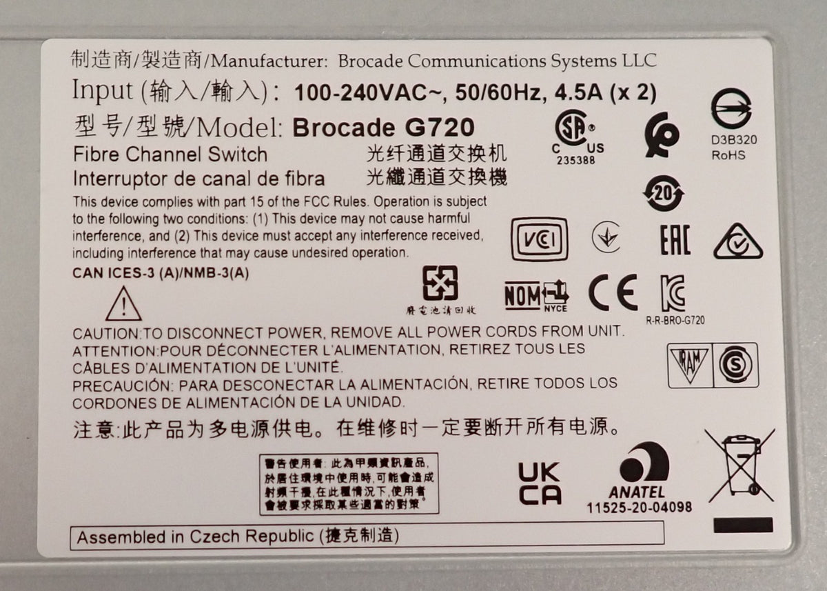 Brocade G720 48x 64GbE SFP+ + 8x 2x64G SFP-DD Port (24-Act) B2F 1U FC SAN Switch