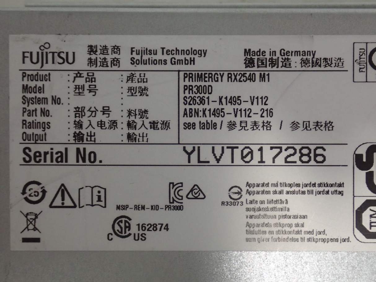 Fujitsu Primergy RX2540 M1 12-Bay LFF 2x Xeon E5-2600v3 24x DDR4 2U CTO Server