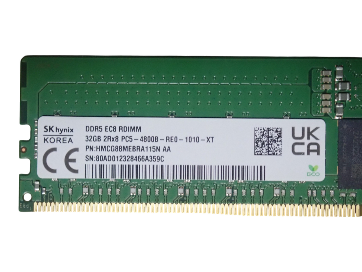 SK Hynix 32GB 2Rx8 PC5-4800B DDR5-38400 ECC EC8 RDIMM Memory HMCG88MEBRA174N