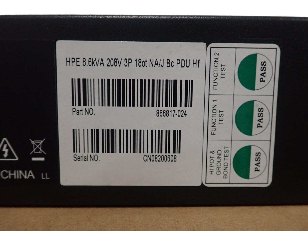 NEW HPE G2 P9Q54A 18 x C13 Outlets 3Ph 8.6kVA 48A 208V NA/JP Rack PDU 866817-024