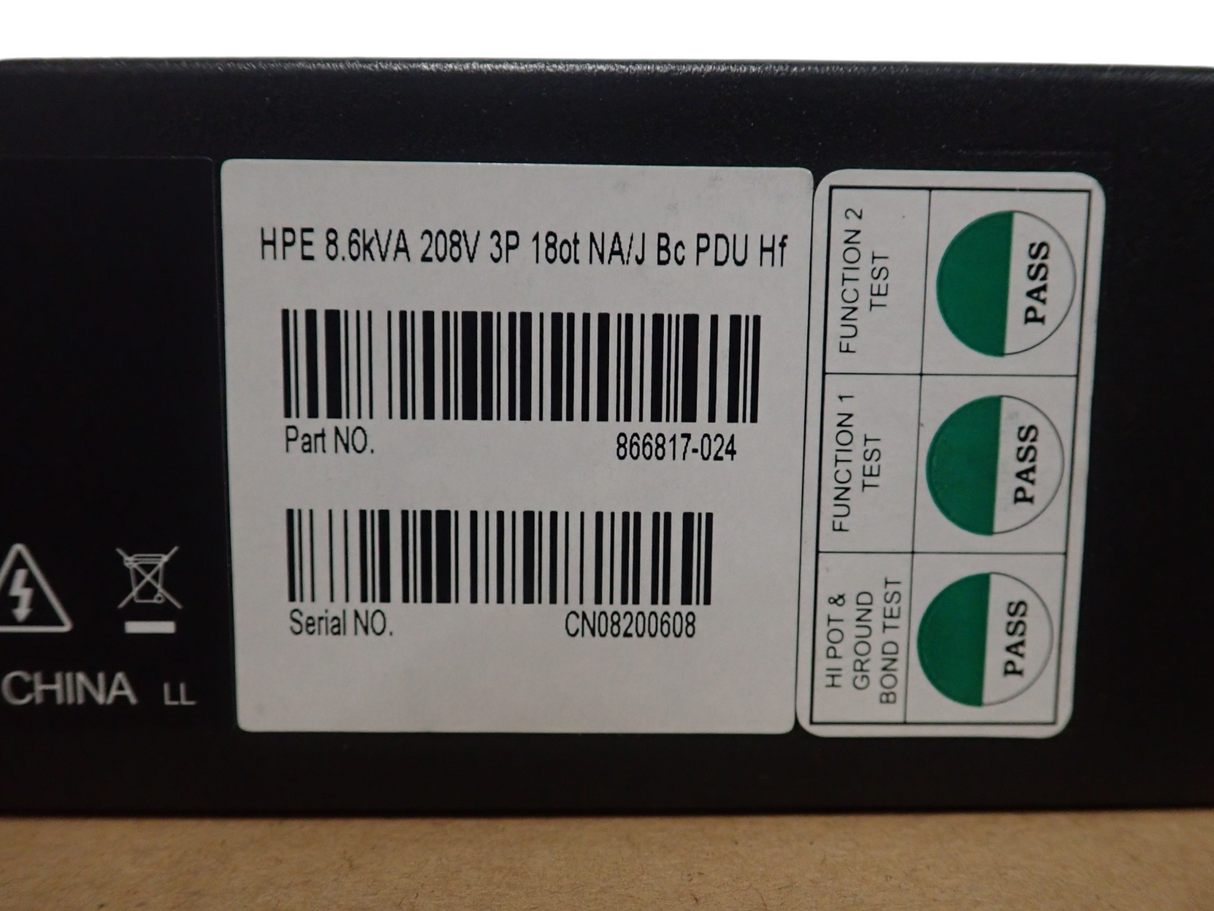 NEW HPE G2 P9Q54A 18 x C13 Outlets 3Ph 8.6kVA 48A 208V NA/JP Rack PDU 866817-024