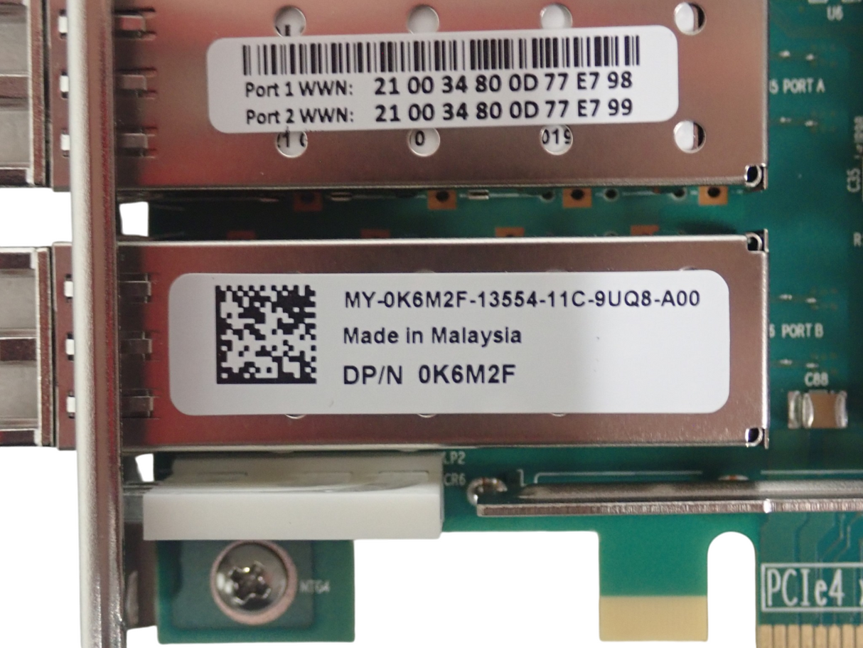 Dell QLogic QLE2772NL-DEL Enhanced Dual Port 32Gb FC SFP+ HBA PCIe 4.0 K6M2F