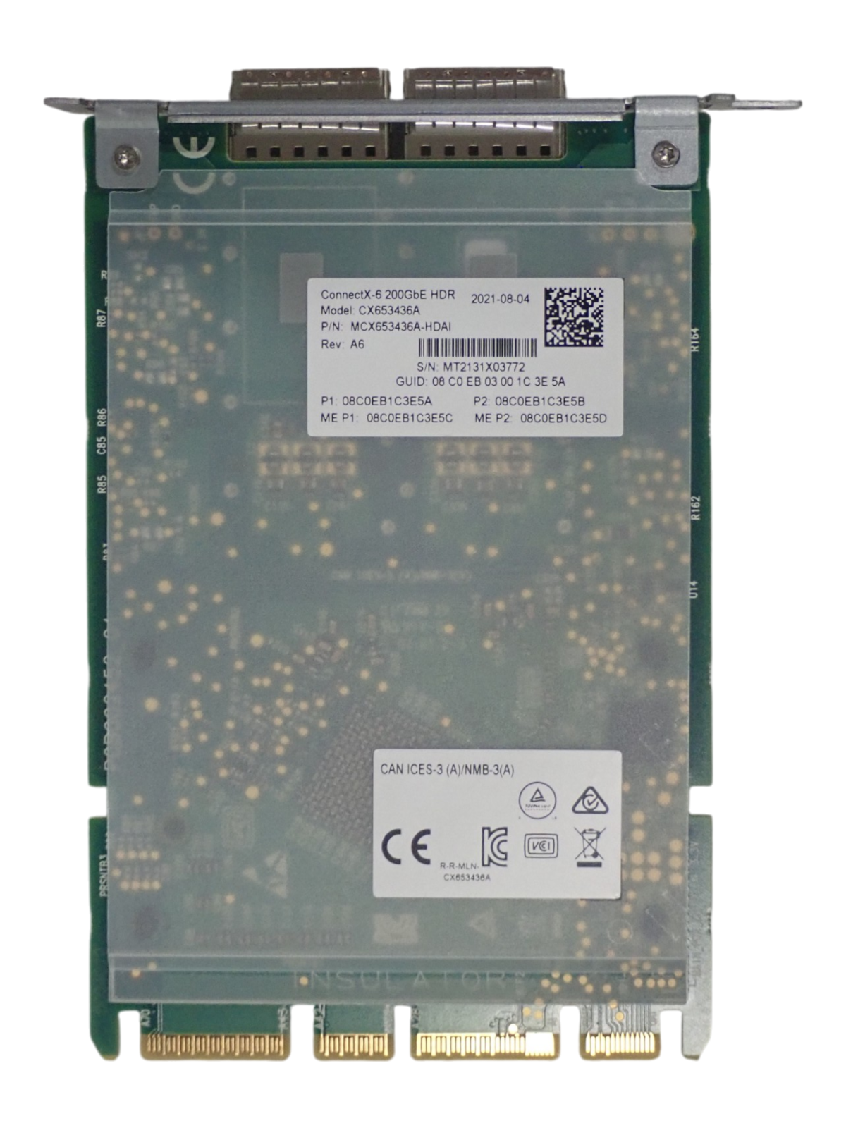 Mellanox CX653436A Dual Port ConnectX-6 200GbE QSFP56 Eth/IB HDR OCP 3.0 Adapter