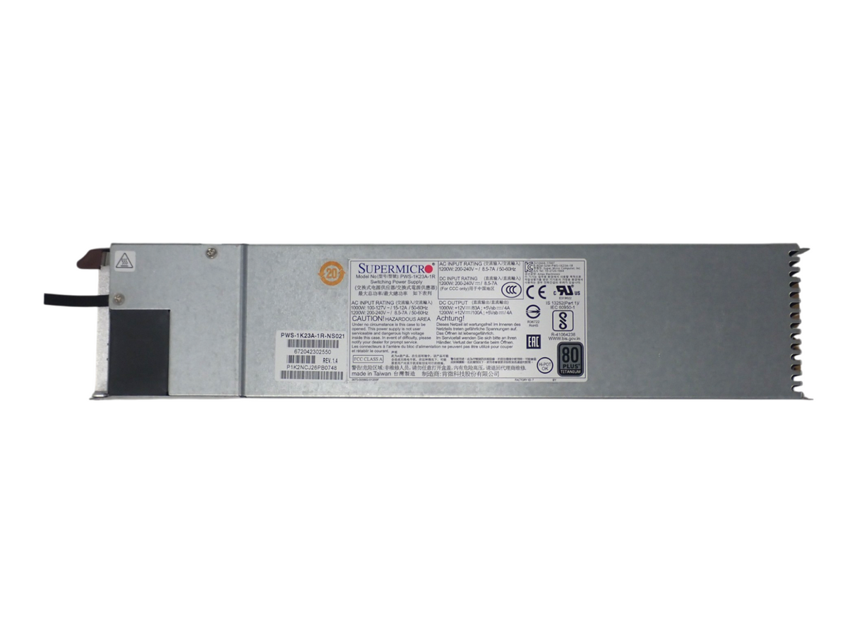 Supermicro PWS-1K23A-1R 1200W 80-Plus Titanium Hot-Swap 1U Server Power Supply