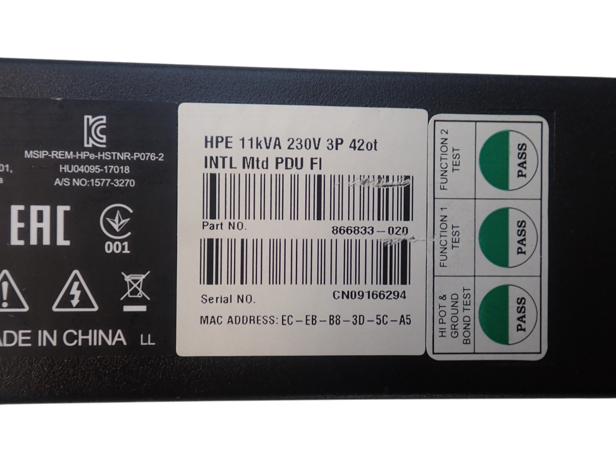HPE G2 P9R61A 36xC13 6xC19 11kVA 3-Phase 16A Metered Monitored 230V Rack PDU