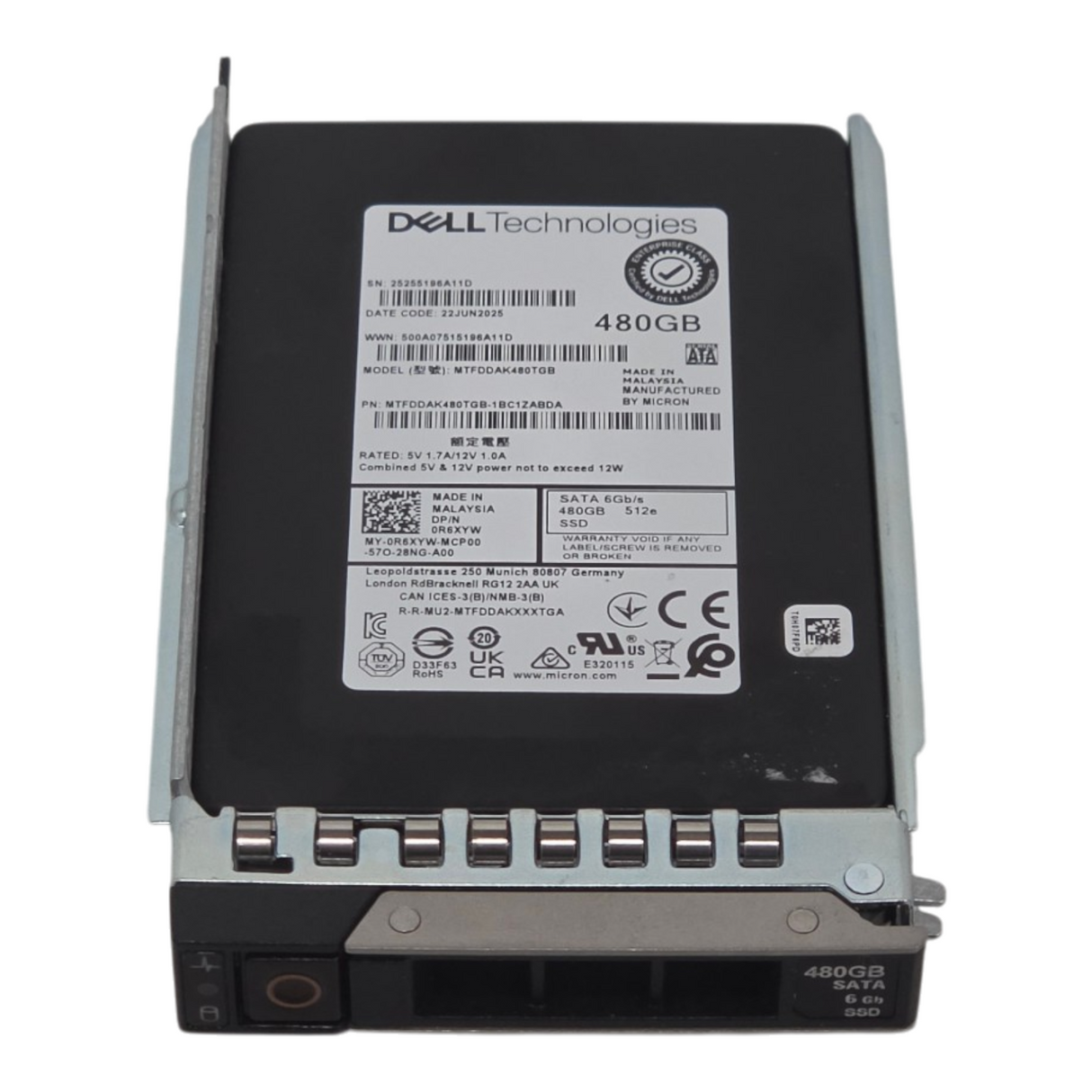 Dell 480GB SATA 6G TLC RI 2.5" Solid State Drive SSD R6XYW + 14-17th Gen Caddy