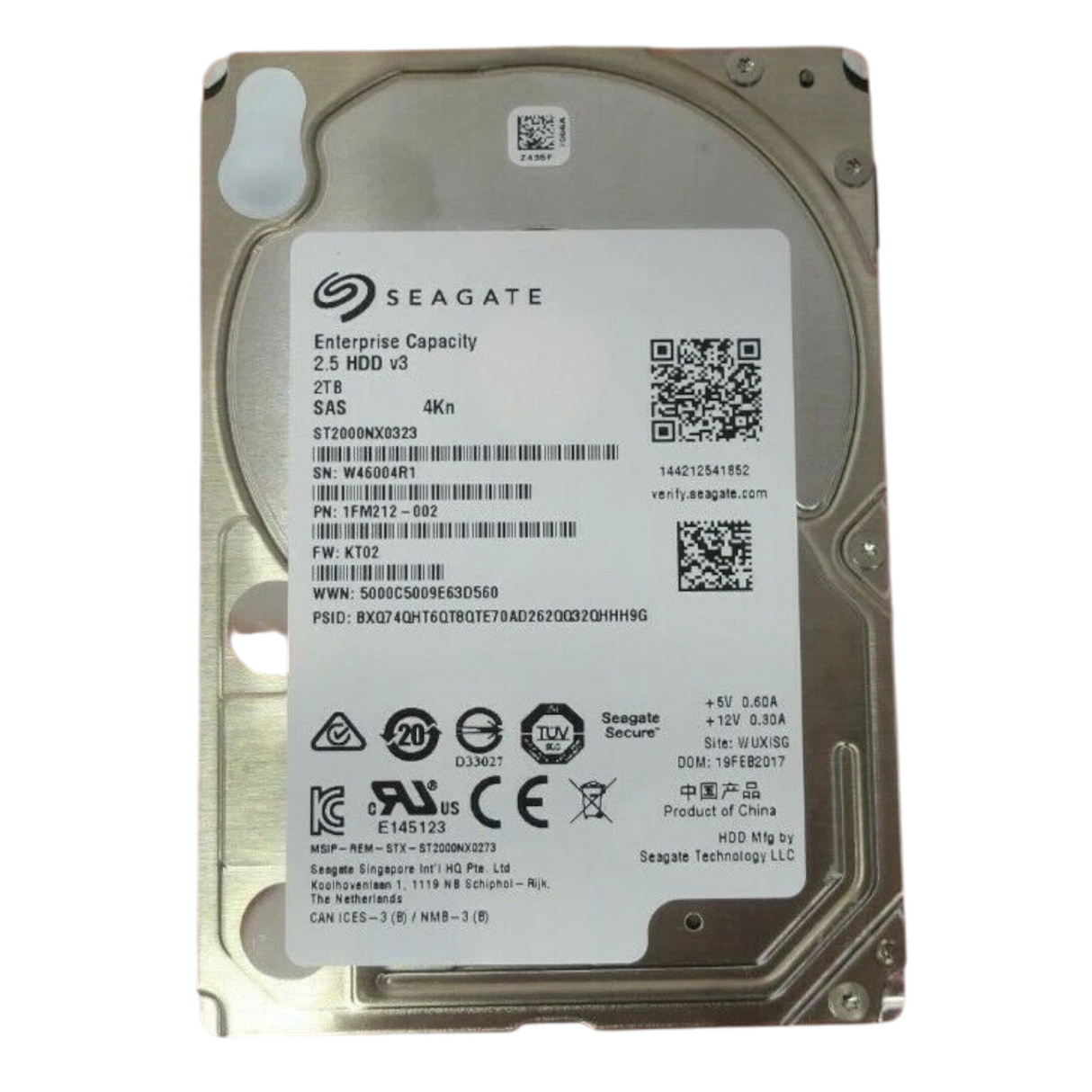 Seagate 2TB 7.2K SAS 12Gb/s 4Kn Enterprise 2.5" Hard Drive HDD ST2000NX0323