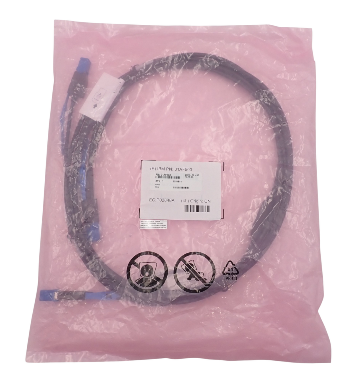 IBM 01AF503 P02848A ECDT External Mini-SAS HD 12Gb 3M SAS YO12 Cable