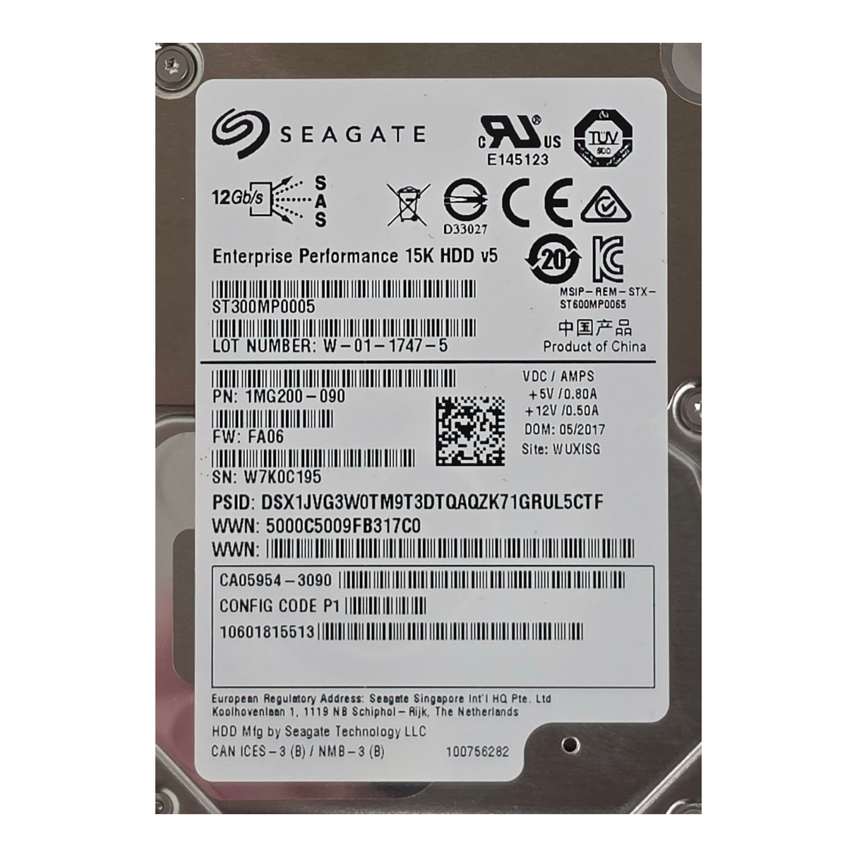 Fujitsu 300GB 15K SAS 12G 512N 2.5" SFF 64M Hot-Swap HDD Hard Drive CA07670-E682