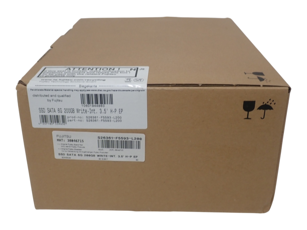 NEW Fujitsu 200GB SATA 6G WI 2.5" Hot-Plug SSD in 3.5" Caddy S26361-F5593-L200