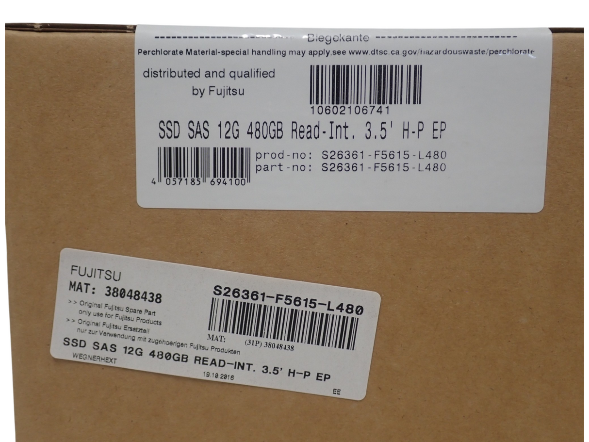 NEW Fujitsu 480GB Read Intensive SAS 12G 3.5" Hard Drive HDD S26361-F5615-L480