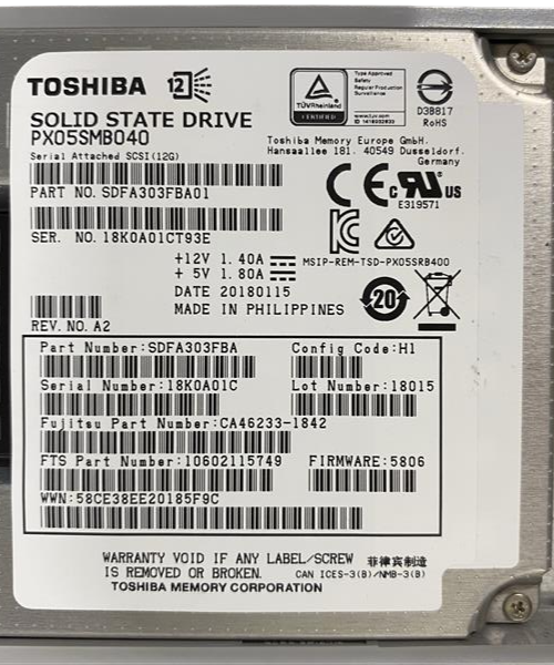 Fujitsu 400GB 12G SAS 2.5" Hot Swap SFF SSD CA08226-E901 CA46233-1842