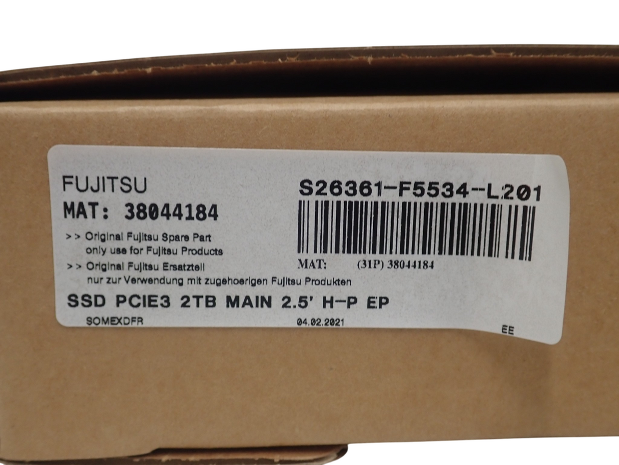NEW Fujitsu 2TB PCIE U.2 Mainstream Mixed-Use 2.5" HotPlug SSD S26361-F5534-L201