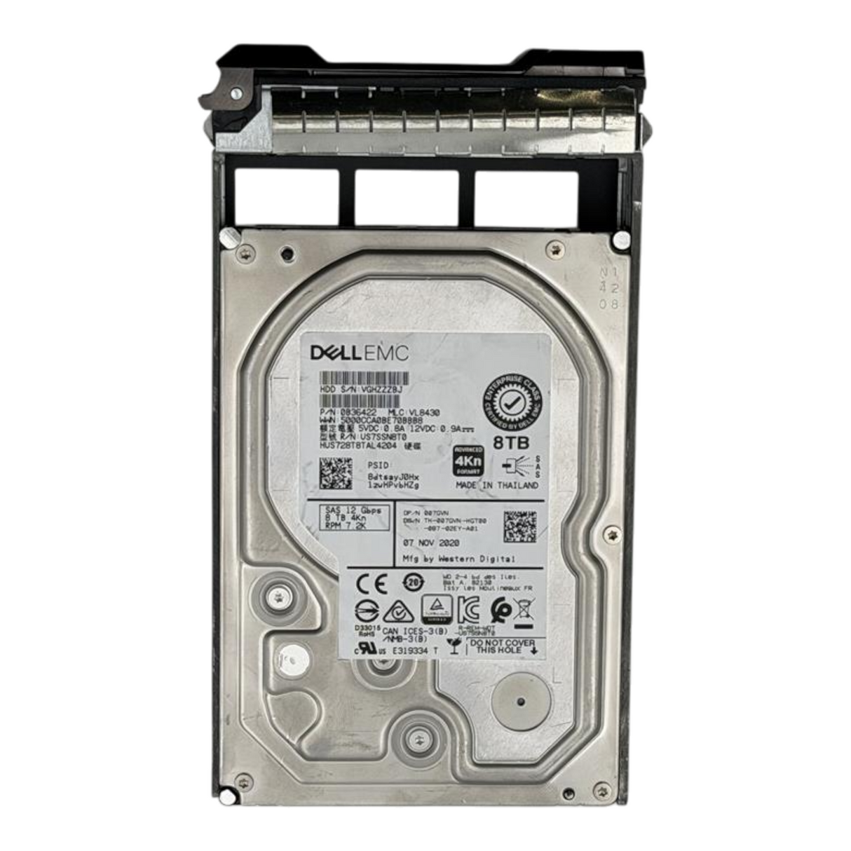 Dell Compellent 8TB 7.2K SAS 12G Enterprise 4kn 3.5" SSD 07GVN HUS728T8TAL4204