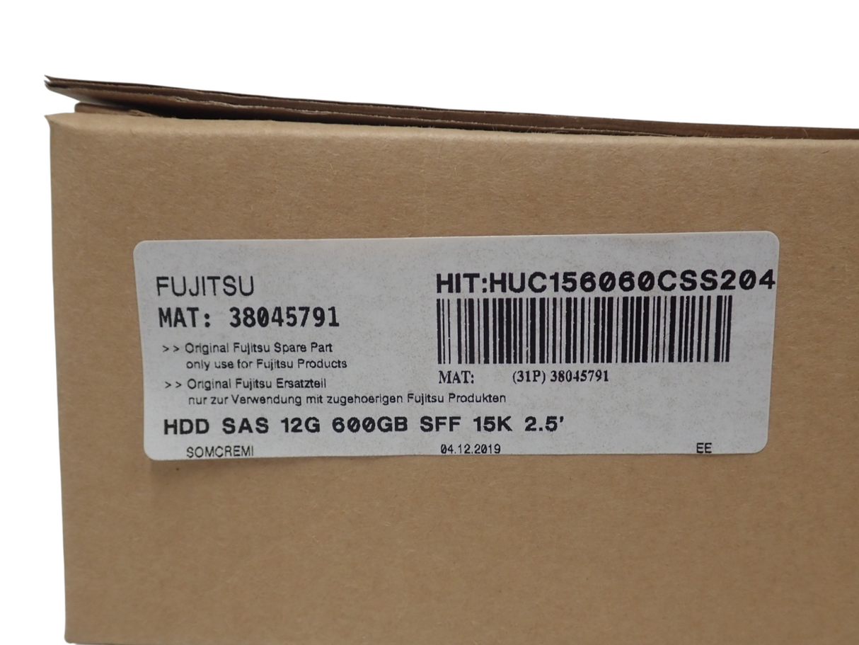 NEW Fujitsu 600GB SAS 12G 15k 2.5" Hot-Plug HDD Hard Drive S26361-F5543-L160
