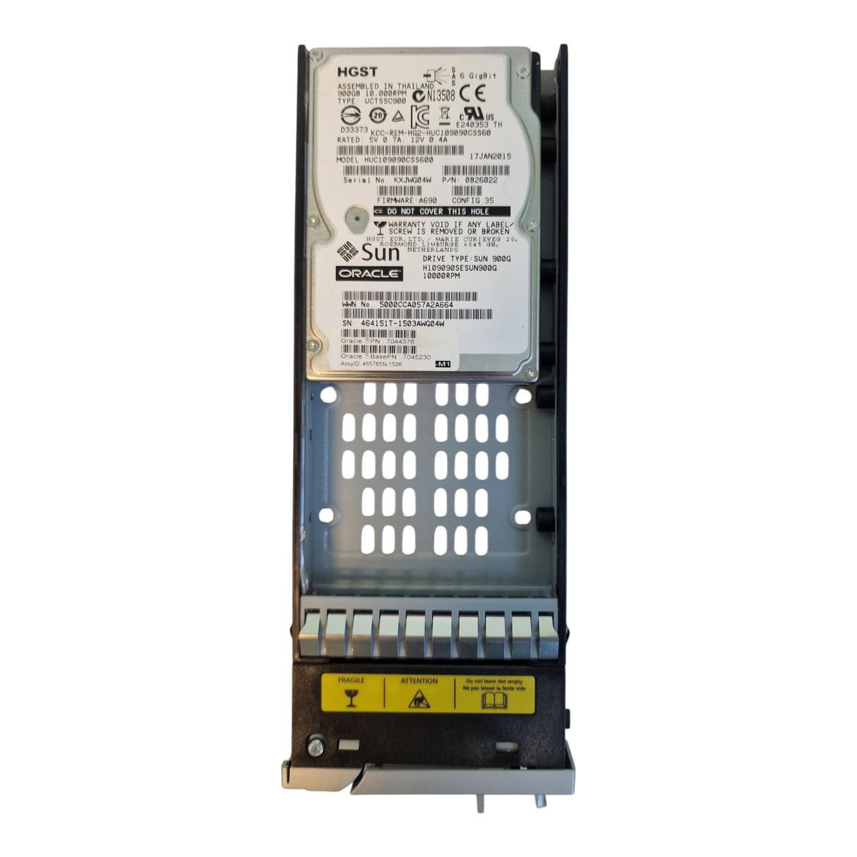 Sun 900GB 10K SAS 6G 2.5" SFF Hard Drive HDD 7044376 HUC109090CSS600 + Caddy