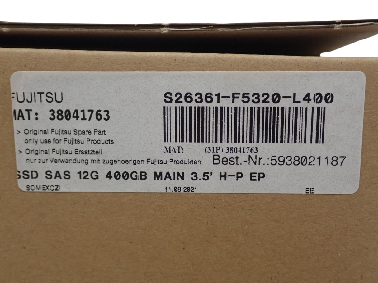 NEW Fujitsu 400GB SAS 12G MU 2.5" Hot-Plug SSD in 3.5" Caddy S26361-F5320-L400