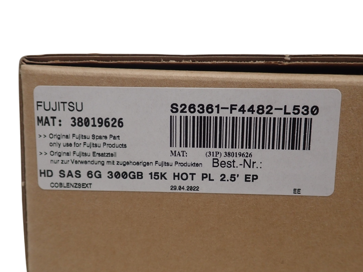 NEW Fujitsu 300GB SAS 6G 15k 2.5" Hot-Plug HDD Hard Drive S26361-F4482-L530