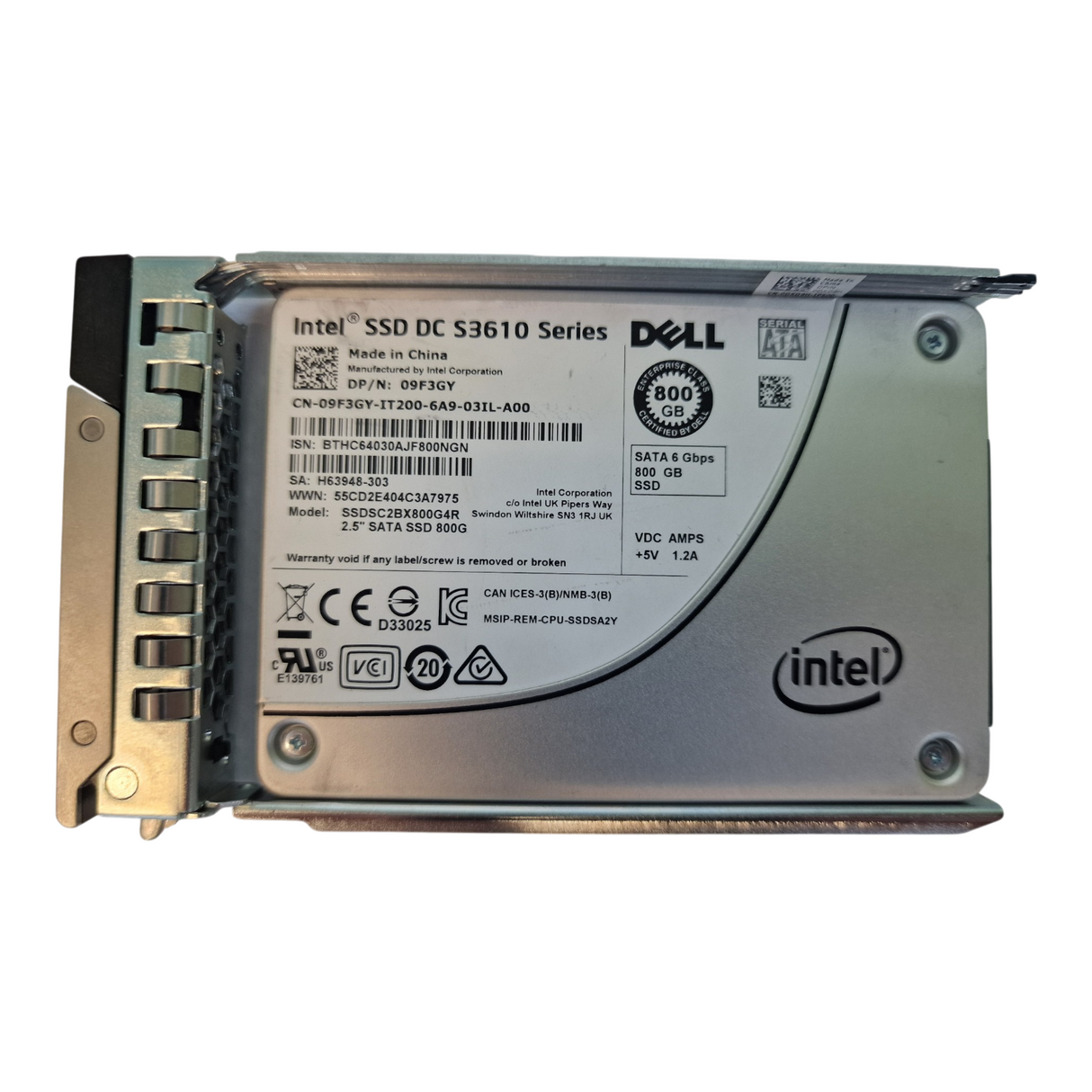 Dell Intel DC S3510 800GB SATA 6G 2.5" SFF SSD Solid State Drive 9F3GY