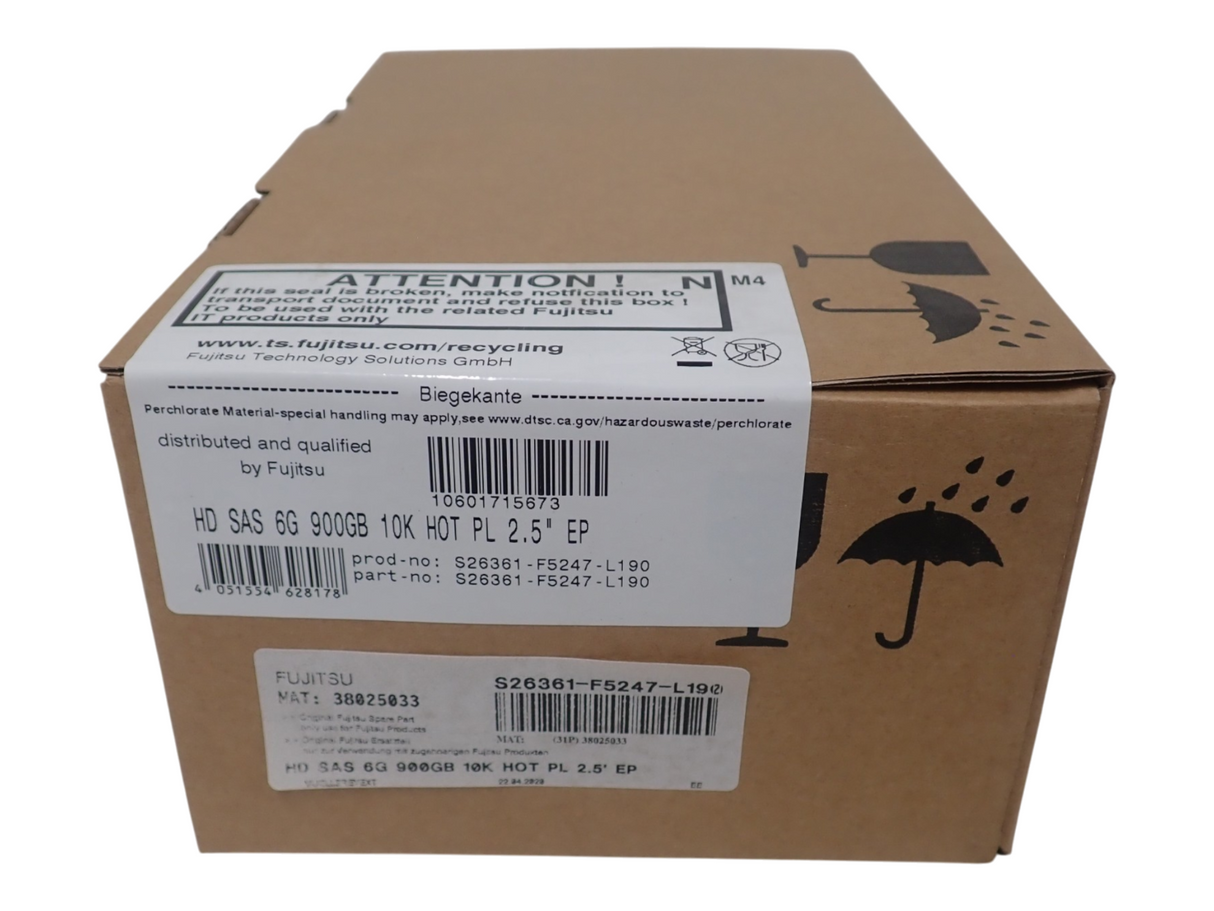 NEW Fujitsu 900GB SAS 6G 10k 2.5" Hot-Plug HDD Hard Drive S26361-F5247-L190