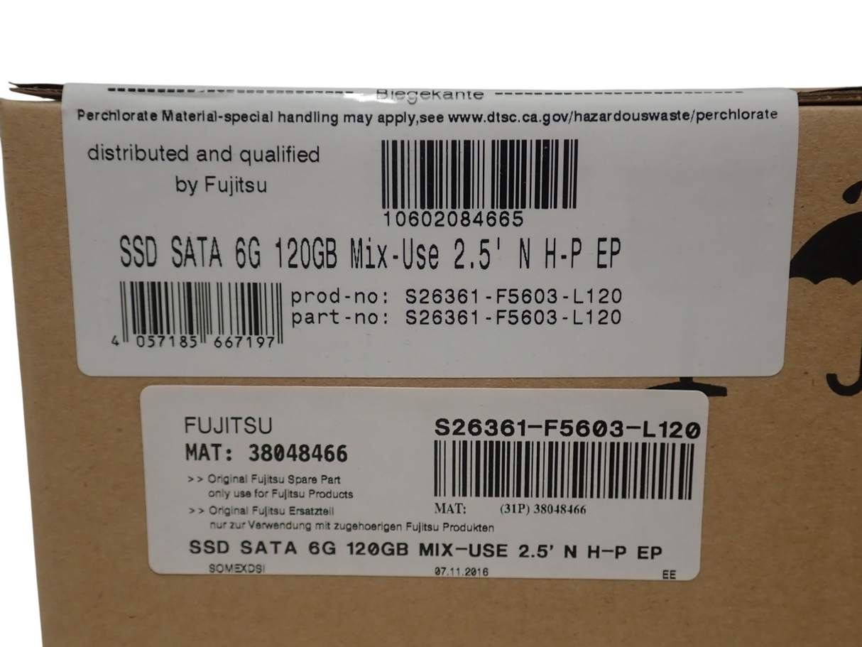 NEW Fujitsu 120GB SATA 6Gb/s Mixed Use 2.5" Non Hot-Plug SSD S26361-F5603-L120