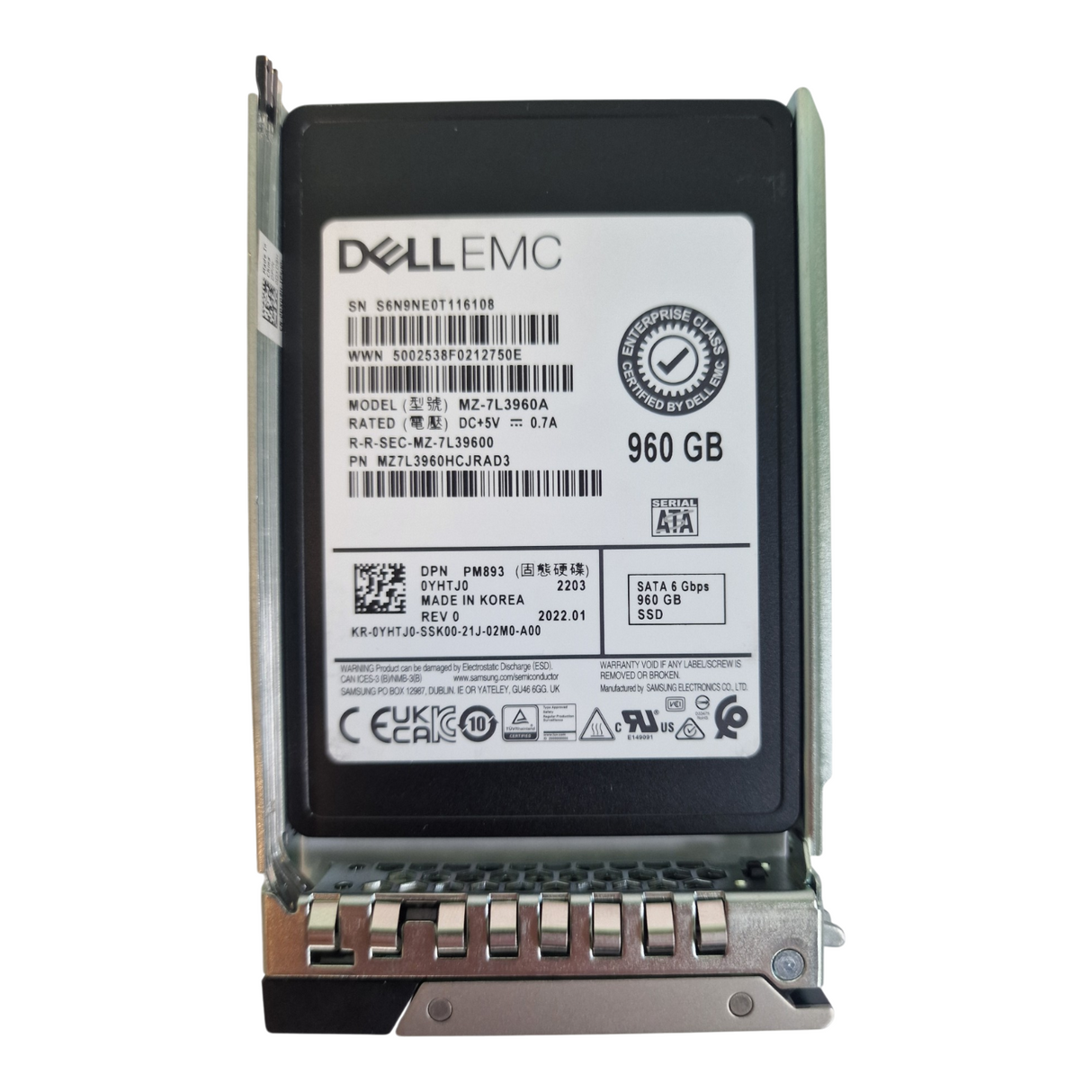 Dell EMC 960GB SATA 6G 2.5" SFF SSD Solid State Drive YHTJ0
