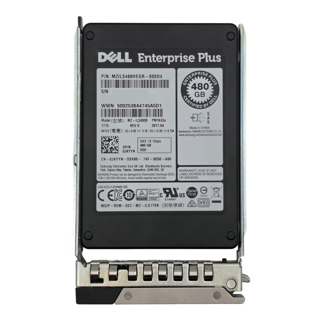 Dell 480GB SAS 12G RI Enterprise Class 2.5" SFF SSD JKYYN MZILS480HEGR-000D4