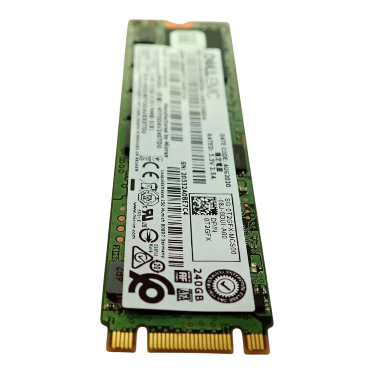 Dell 240GB M.2 SATA 6G 512e Solid State Drive SSD 0T2GFX T2GFX MTFDDAV240TDU