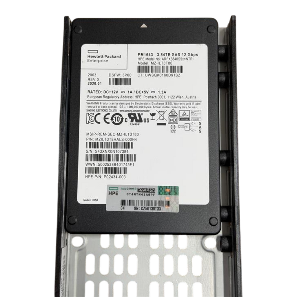 HPE 3PAR 8000 3.84TB SAS 12G Read Intensive SED 2.5" SSD K2P91A 834596-001